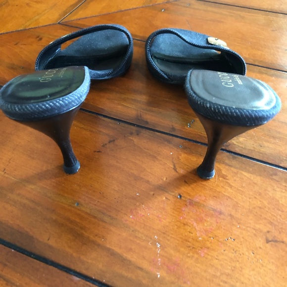 Gucci Kitten Heel Slide Sandal Denim 3” Gold Logo - Picture 3 of 8